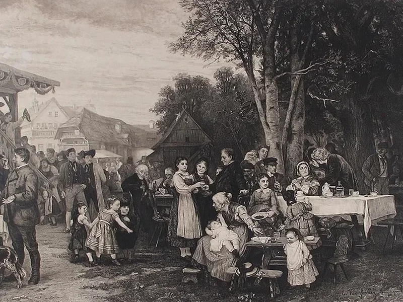 1847-Wilhelm Krauskopf - Festa rurale in Svevia - dipinto di Kurzbauer